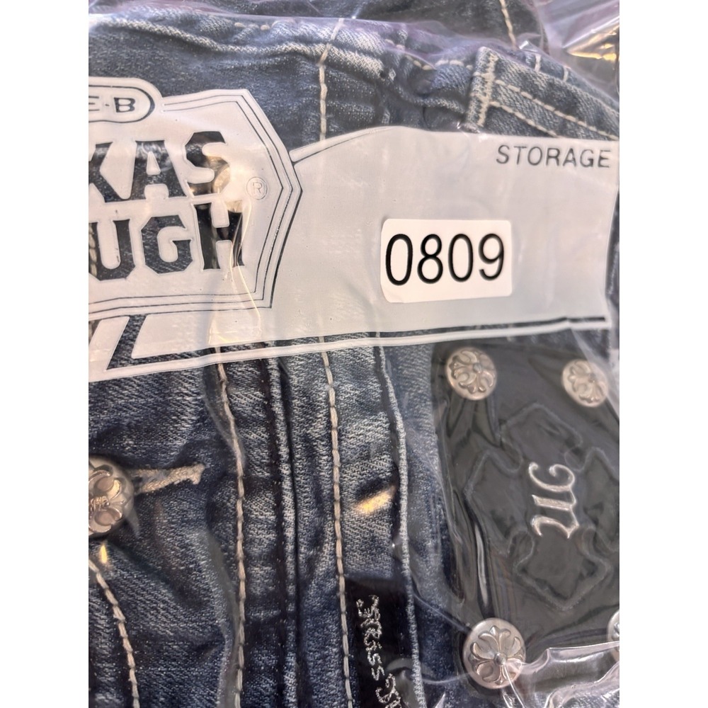 Women's Miss Me Bootcut Jeans Size 28 Dark Blue Distressed 33 Inseam Cowgirl - Picture 12 of 12